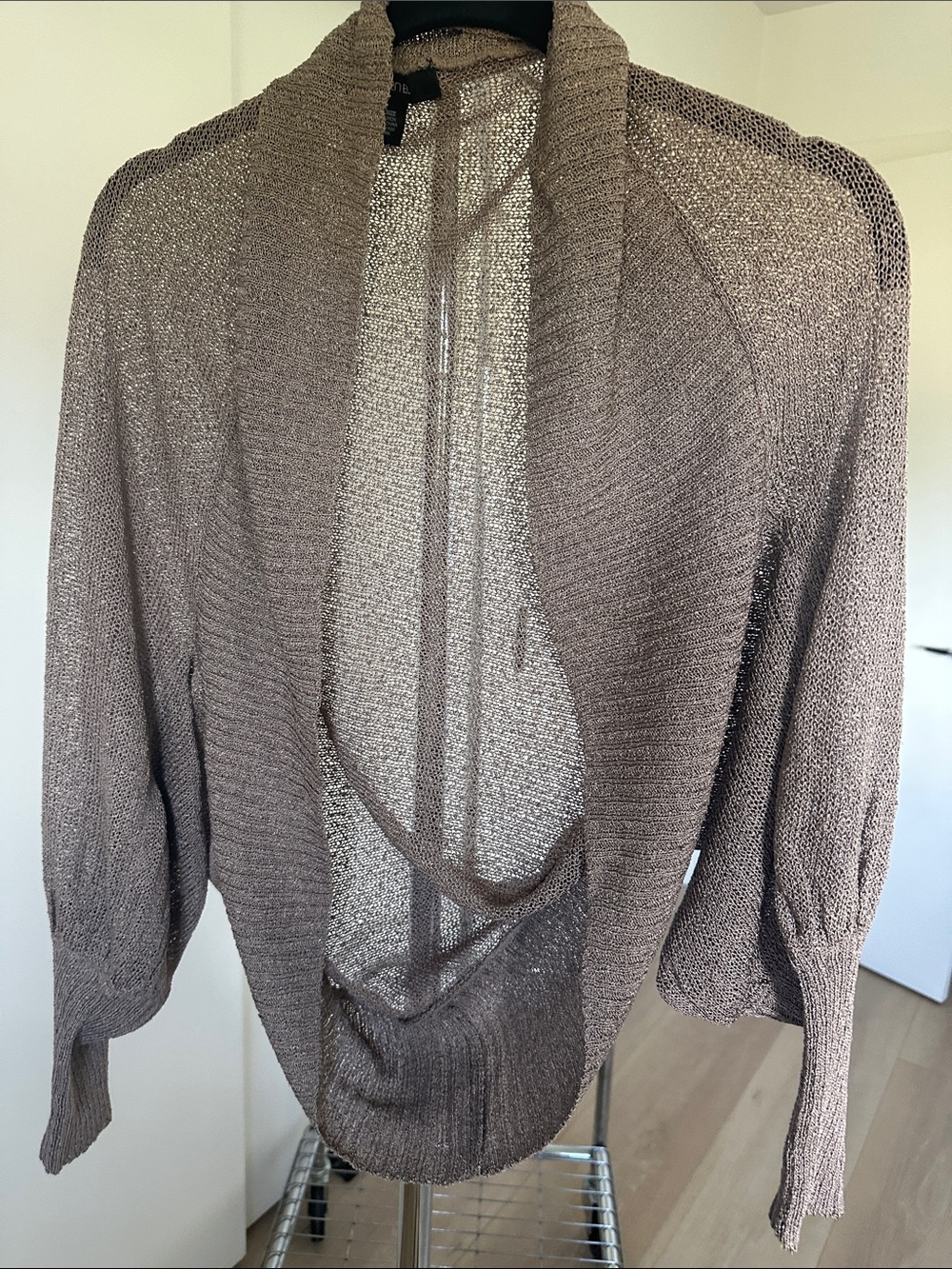 Arden B Taupe Lightweight Open-Front Knit Shrug